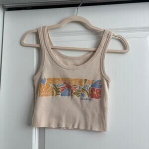 Billabong Let Love Grow Cropped Tank Beachy Summer Vacation Graphic SP